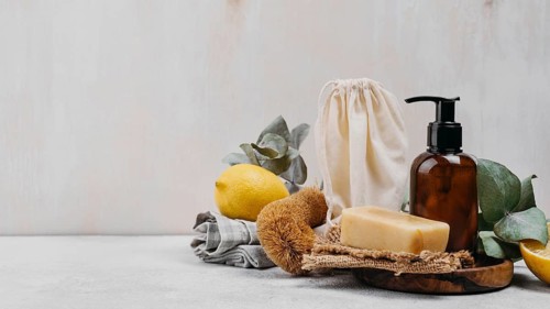 Homemade soap body oil front view