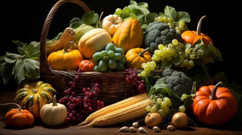 Collection of delicious ripe gourds