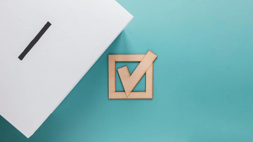 Top view elections concept with copy space
