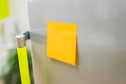 Yellow sticky note fridge