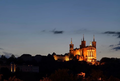 Night view of the Basilica of Notre-Dame de Fourviere