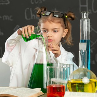 Girl laboratory doing tests