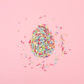 Egg made colorful sprinkles table