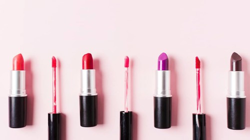 Lipstick brushes light surface