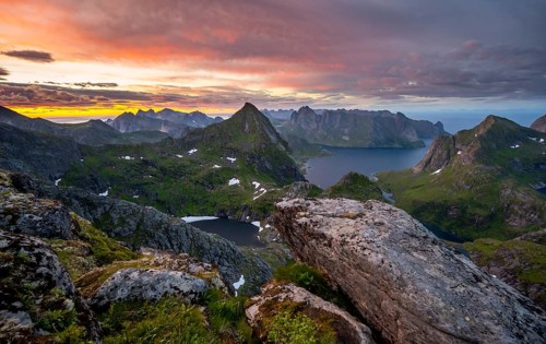 View over mountain tops and sea