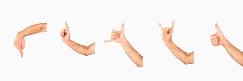 Crop hands with various gestures