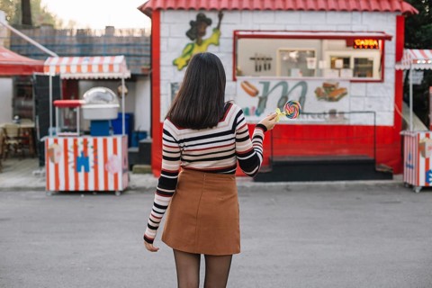 Girl going food truck
