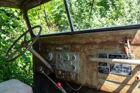 Old rusty jeep on the island of Terschelling
