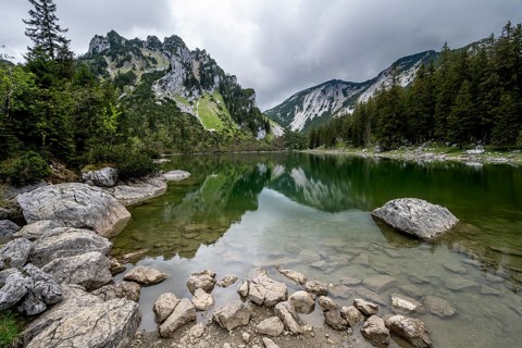 Mountain peak reflected in a mountain lake