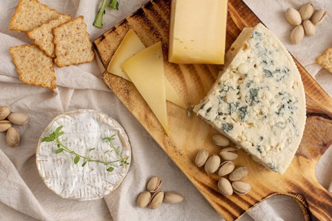 Variety cheeses snacks table