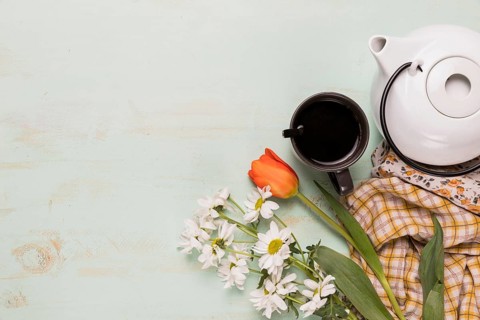 Tea party set with flowers