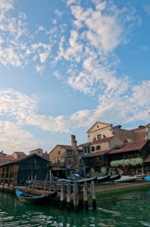San trovaso squero in Venice Italy is the place where gondolas and other boat are build and repaired
