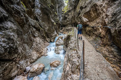 Climbers on their way through the Hoellentalklamm