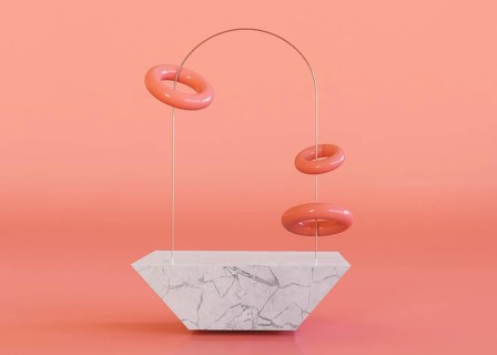 Pink quartz geometric shapes background