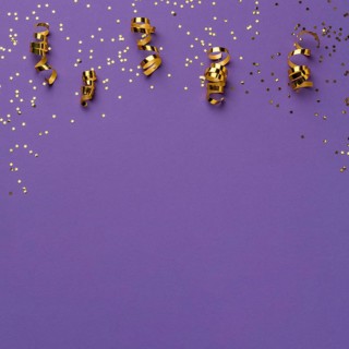 Top view carnival ribbons with glitter copy space
