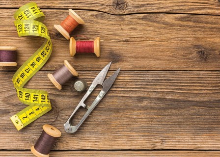 Top view measuring tape with thread