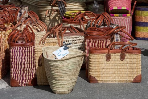 Market stall with bags