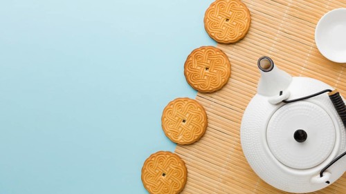 Top view homemade biscuits with copy space