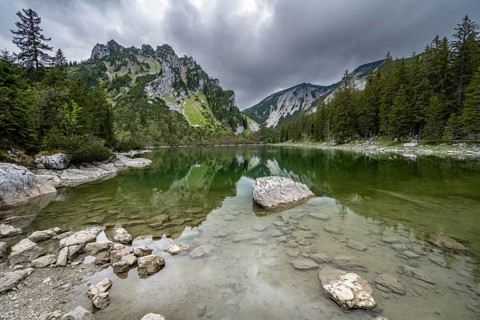 Mountain peak reflected in a mountain lake