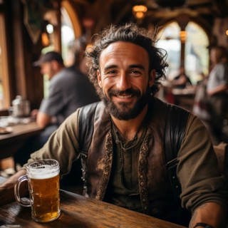 Beer and snacks in an alpine hut in the mountains