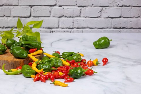 Various peppers in red