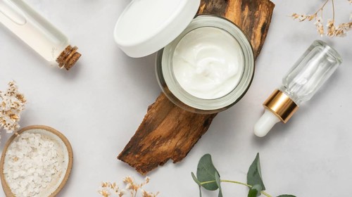 Top view salts cream container