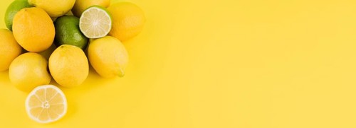 Top view bunch organic fruits with copy space