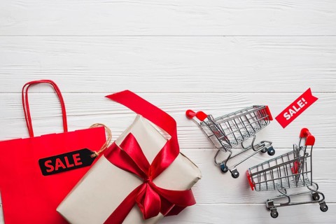 Shopping trolleys packet gift with bow