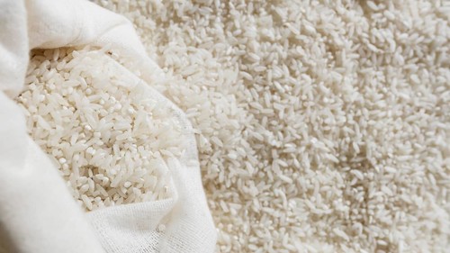 White rice bag with copy space
