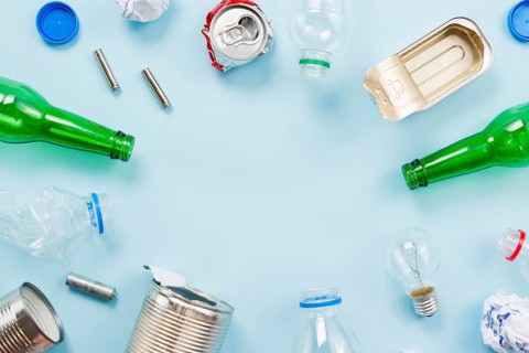 Garbage sorted by different types recycling