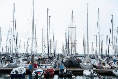 Harbour with boats on the North Sea island of Terschelling