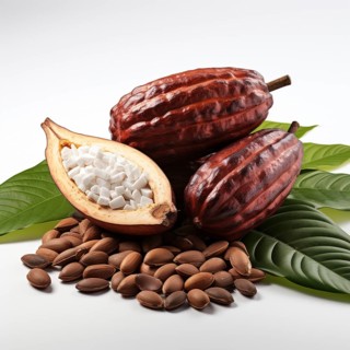 Fresh chocolate fruit in a plantation