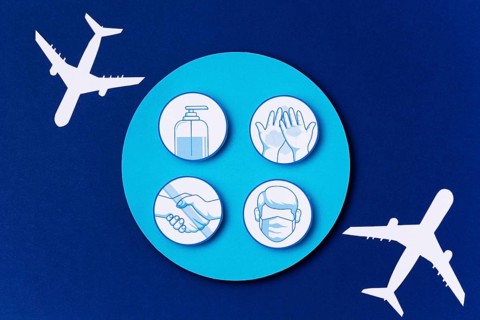 Top view world tourism day logos