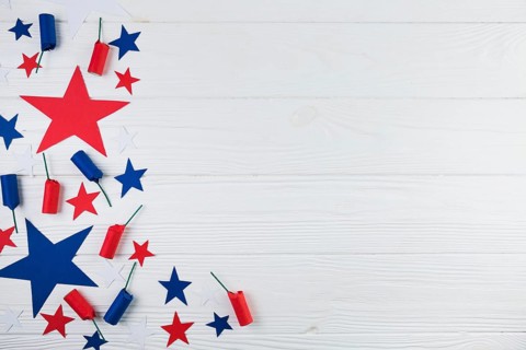Flat lay usa stars firecrackers