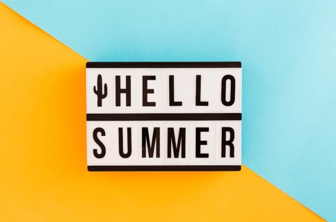Placard with summer text colorful background