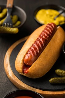High angle delicious hot dog