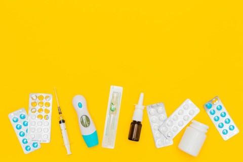 Medicine concept with pills medical equipment