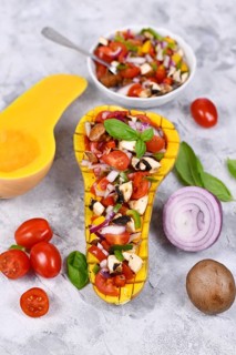 Vegan baked Butternut squash filled bell pepper