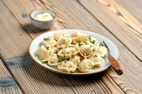 Classic dumplings stuffed with pork meat