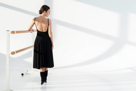 Back view professional dancer with copy space
