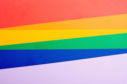 Flat lay rainbow colorful paper