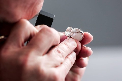 Checking a ring with a gemstone for authenticity