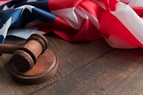 Judge s gavel with flag