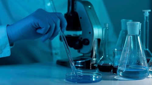 Close up researcher working laboratory