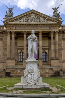 Schiller Monument in front of the Hessian State Theatre Wiesbaden