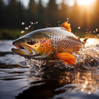 Salmon trout jumps out of the water