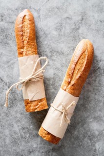 Top view tied baguettes