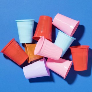 Close up collection plastic cups