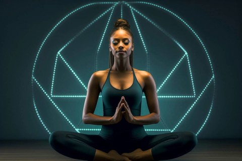 Young woman in yoga seat