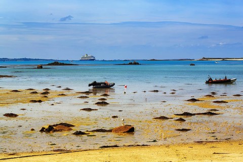 Boats off the coast of the Isles of Scilly